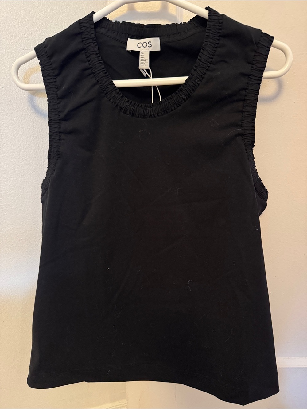 COS Black Ruffle-Trim Sleeveless Tank